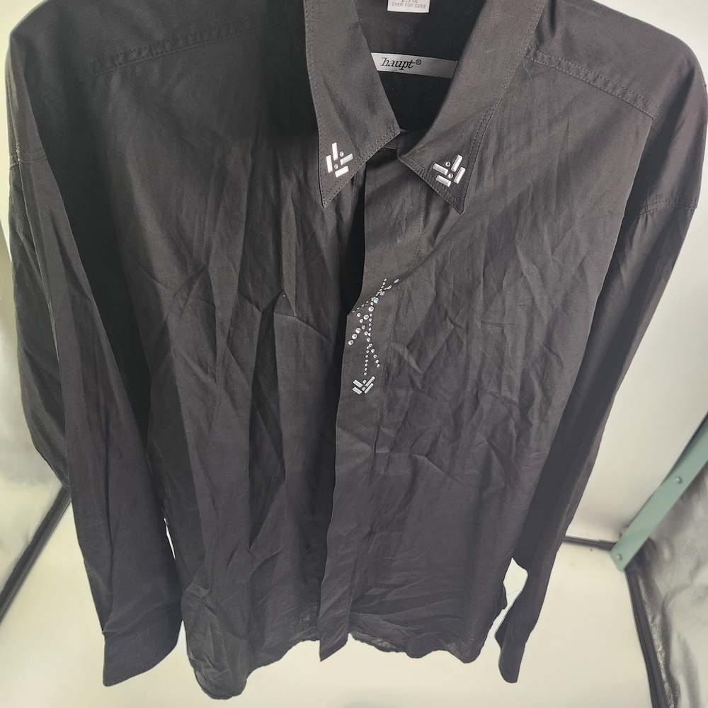 Haupt Black Men's Casual Button Down‎ Shirt Size 40